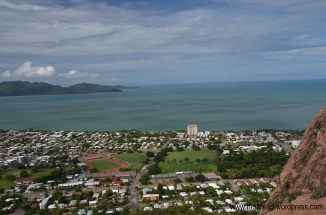 View to the city from Castle Hill. Magnetic Island is in distant.